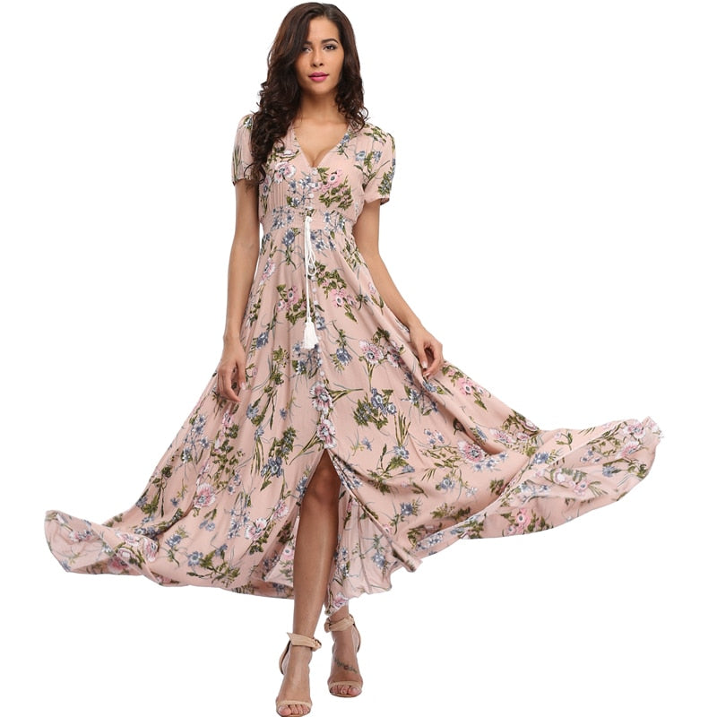 Women Summer Floral Maxi Dress
