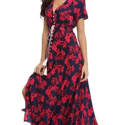 Women Summer Floral Maxi Dress