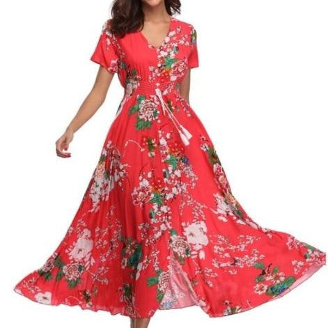 Women Summer Floral Maxi Dress